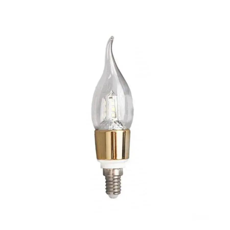 Bec LED lumânare cu soclu E14 și bază aurie