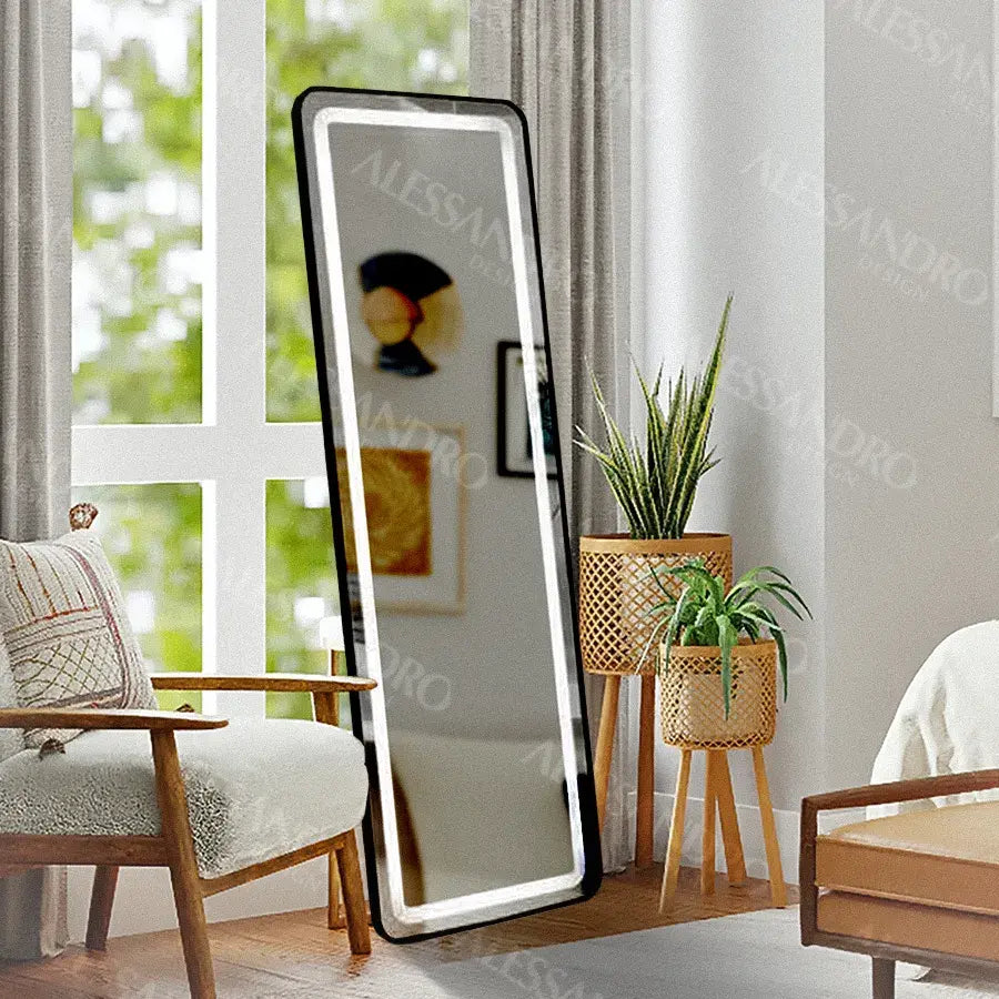 Oglindă LED dreptunghiulară de 45x140 cm pentru dressing