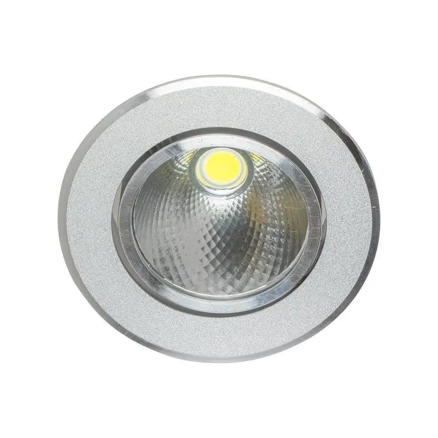 Spot LED încastrabil rotund, din metal argintiu, pentru tavan fals