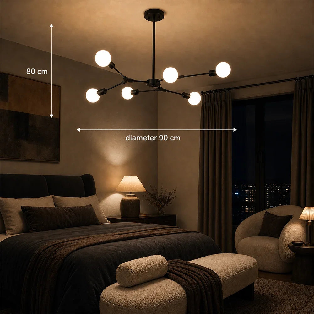 Lustr Architek Hexa, 6xE27, 90x80, Čierny, Kov, imaginea 3