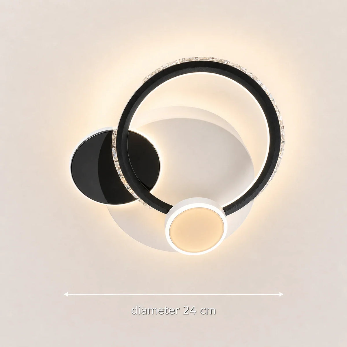 LED lustr s krištáľmi PRISMIQ 45 W, 3 kruhy, studené/teplé/neuterálne svetlo, čierny, imaginea 8