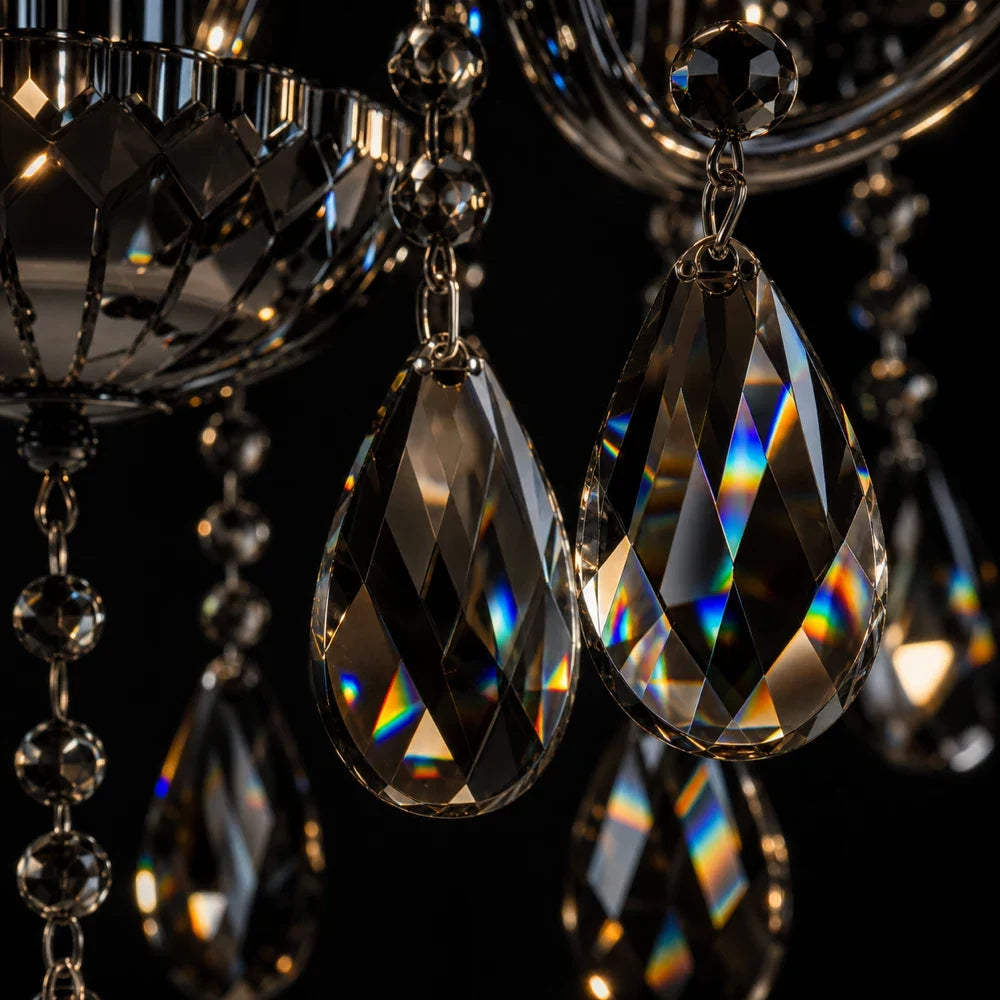AUGUST Eleganza Crystal Chandelier, 3xE14, Diameter 48cm, Silver, Adjustable Height, imaginea 2
