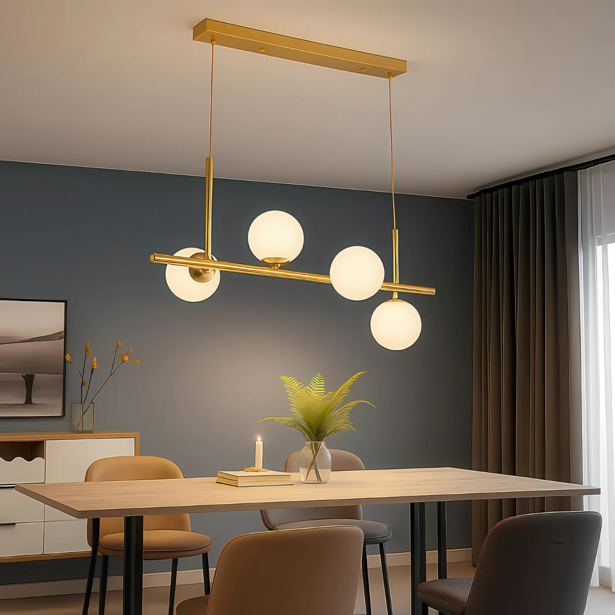Lustra cu bec moderna LOFT Pavilion, 4x G9, Auriu, Metal, Inaltime Reglabila