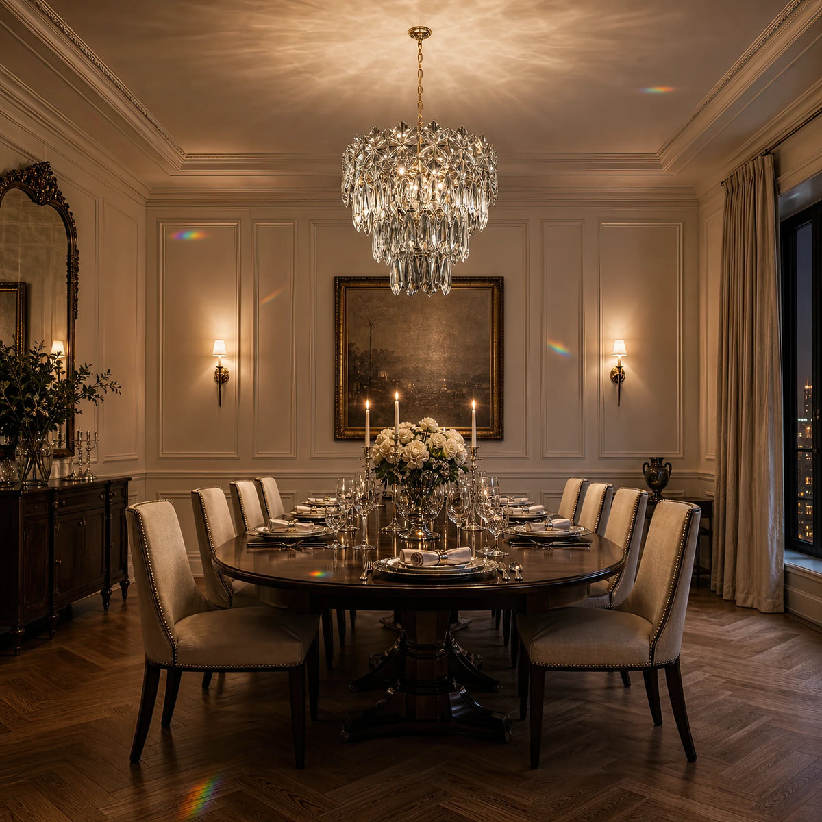 Candelabru Cristal WINDSOR Petito 3xE14, Diametru 29cm, Crom Lucios, Inaltime Reglabila, imaginea 1