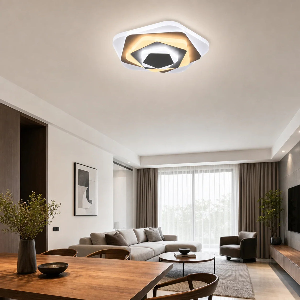 LED Chandelier SIENA 40W, Diameter 23cm, Cool/Warm/Neutral light, White, imaginea 3