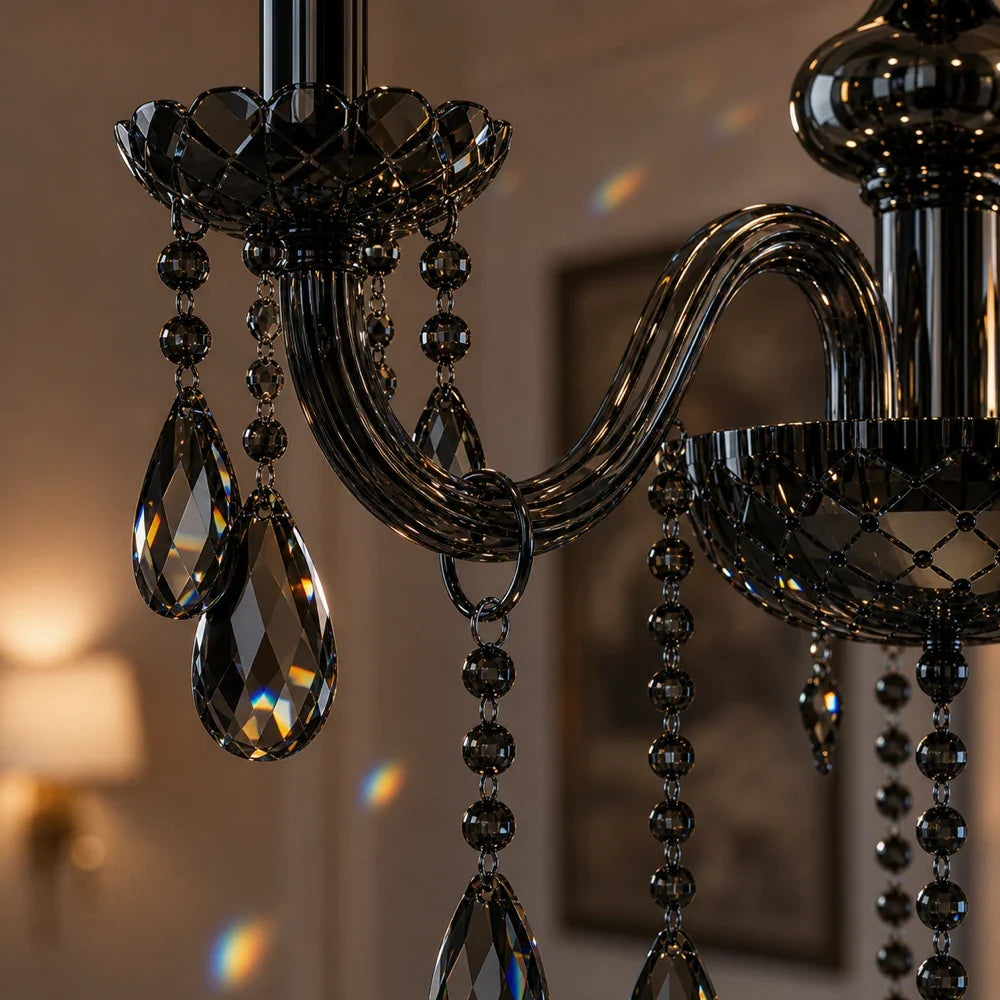AUGUST Eleganza Crystal Chandelier, 3xE14, Diameter 48cm, Silver, Adjustable Height, imaginea 4