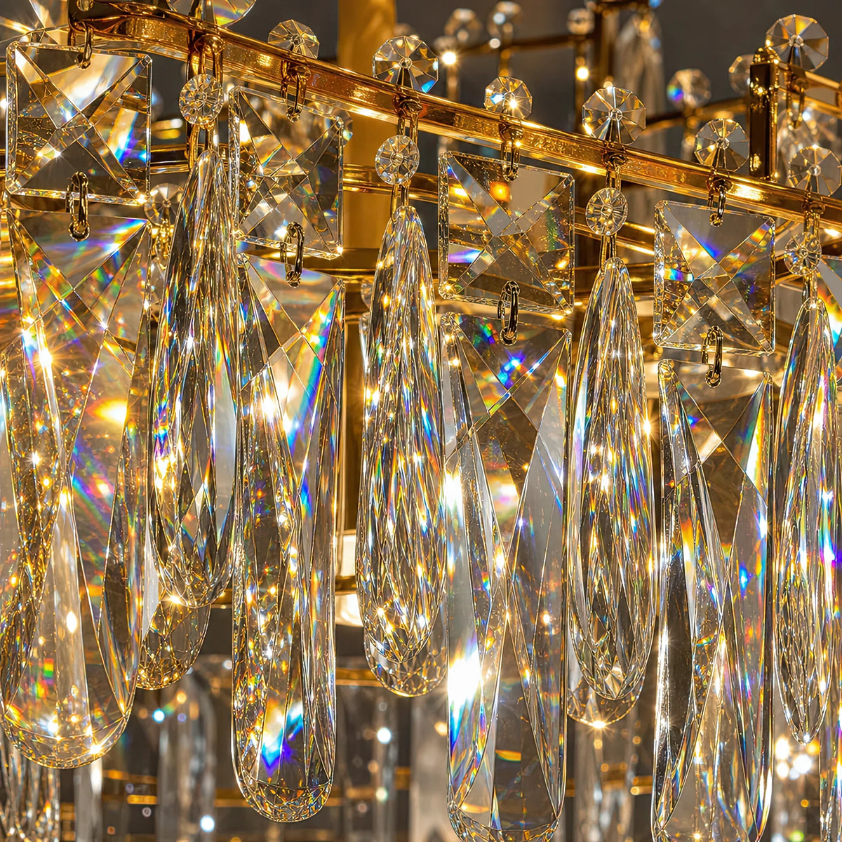 Candelabru Cristal TOPKAPI Nobile 6xE14, Diametru 40cm, Auriu Lucios, Inaltime Reglabila, imaginea 4