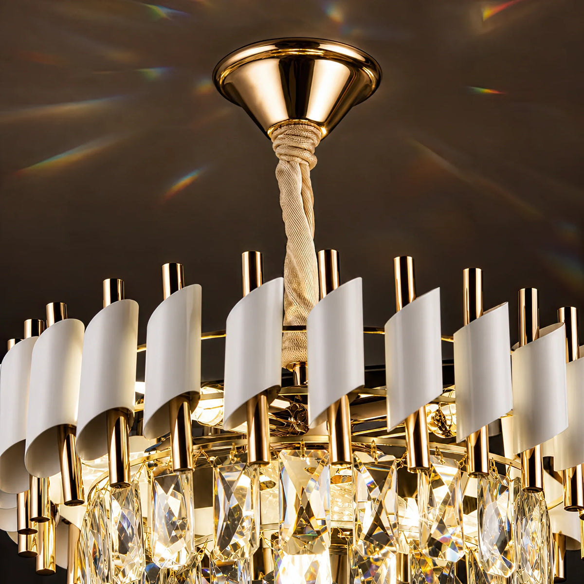 Kristálový luster VERSAILLES Nobile 5xE14, priemer 40 cm, lesklé zlatá a biela farba, imaginea 6