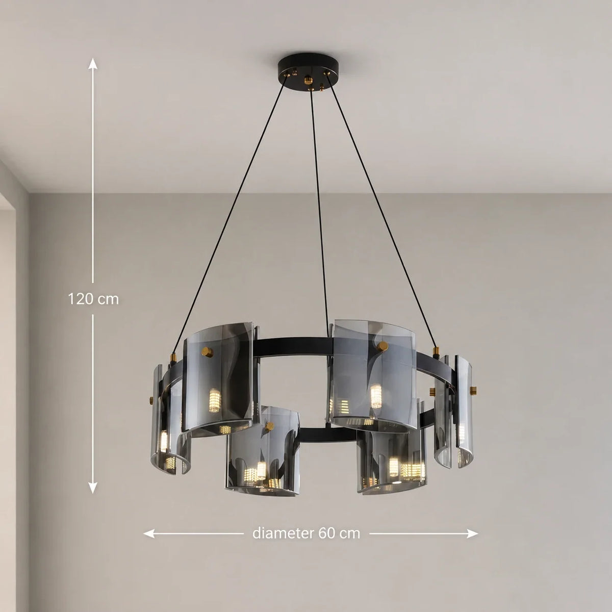 Candelabru Modern, Valmontreux Largo, 6xG9, Diametru 60cm, Negru, Inaltime Reglabila, imaginea 4
