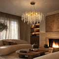 Candelabru Cristal WALTZ Cascade, 9x G9, Auriu, 80cm, Inaltime Reglabila