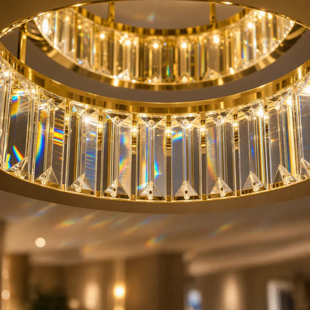 LED luster s diaľkovým ovládačom a krištáľom VERTUS 31 W, 50 cm, kruhový, studené/cieple/neuterálne svetlo, stm dimovateľný, zlatý, imaginea 4
