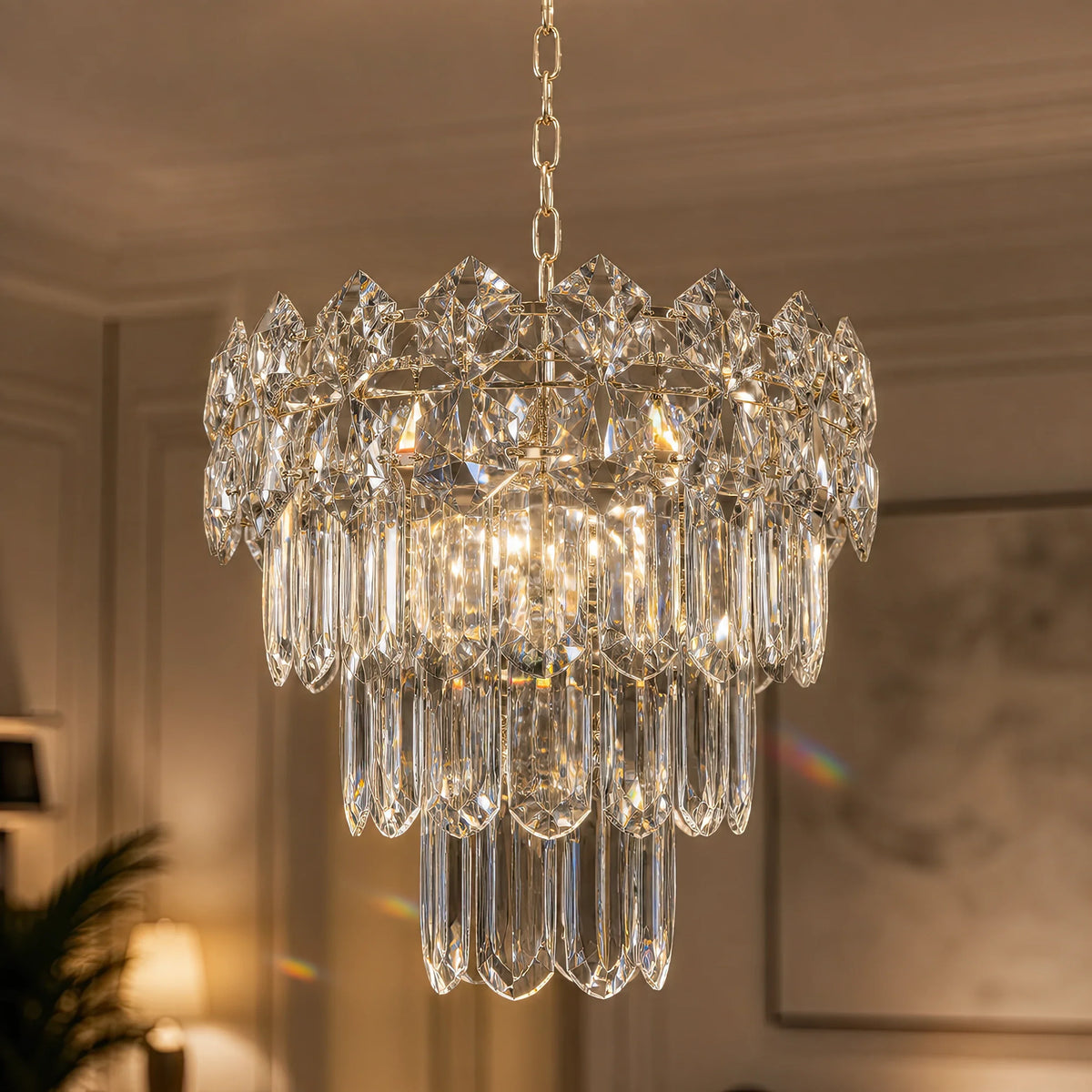 Candelabru Cristal WINDSOR Petito 3xE14, Diametru 29cm, Crom Lucios, Inaltime Reglabila, imaginea 8
