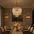 Candelabru Cristal ALHAMBRA Nobile 5x E14, Diametru 40cm, Auriu Lucios, Inaltime Reglabila