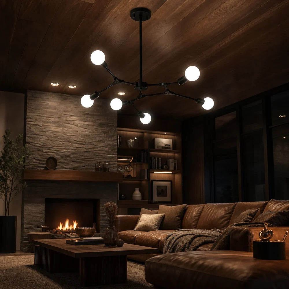 Lustr Architek Hexa, 6xE27, 90x80, Čierny, Kov, imaginea 6