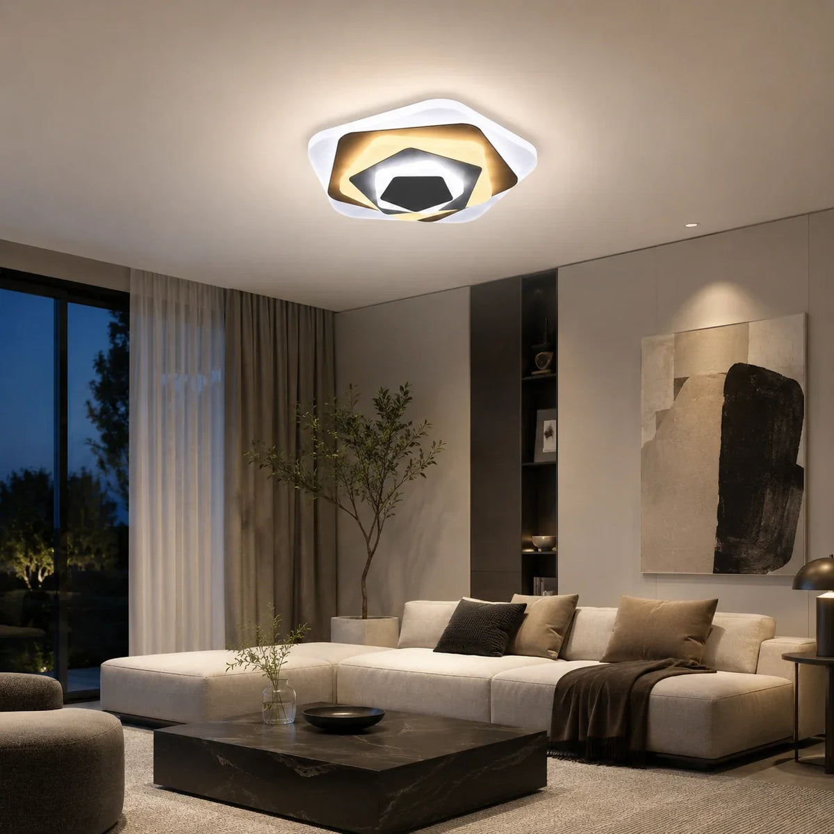 LED Chandelier SIENA 40W, Diameter 23cm, Cool/Warm/Neutral light, White, imaginea 7