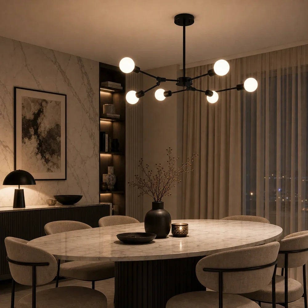 Lustr Architek Hexa, 6xE27, 90x80, Čierny, Kov, imaginea 7