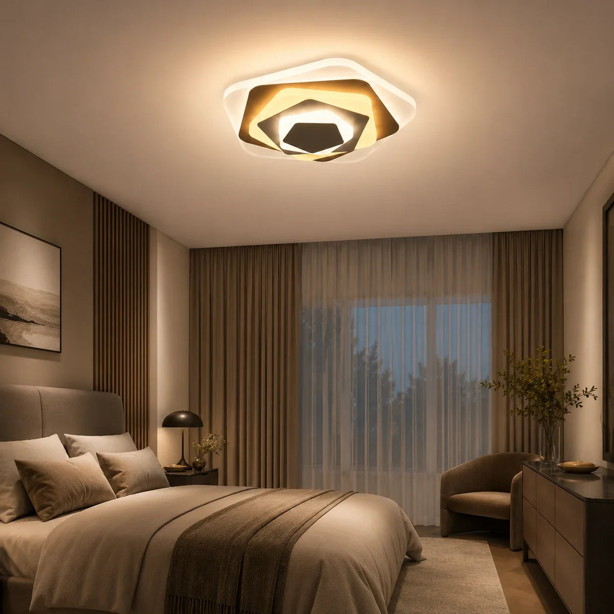 LED Chandelier SIENA 40W, Diameter 23cm, Cool/Warm/Neutral light, White, imaginea 8