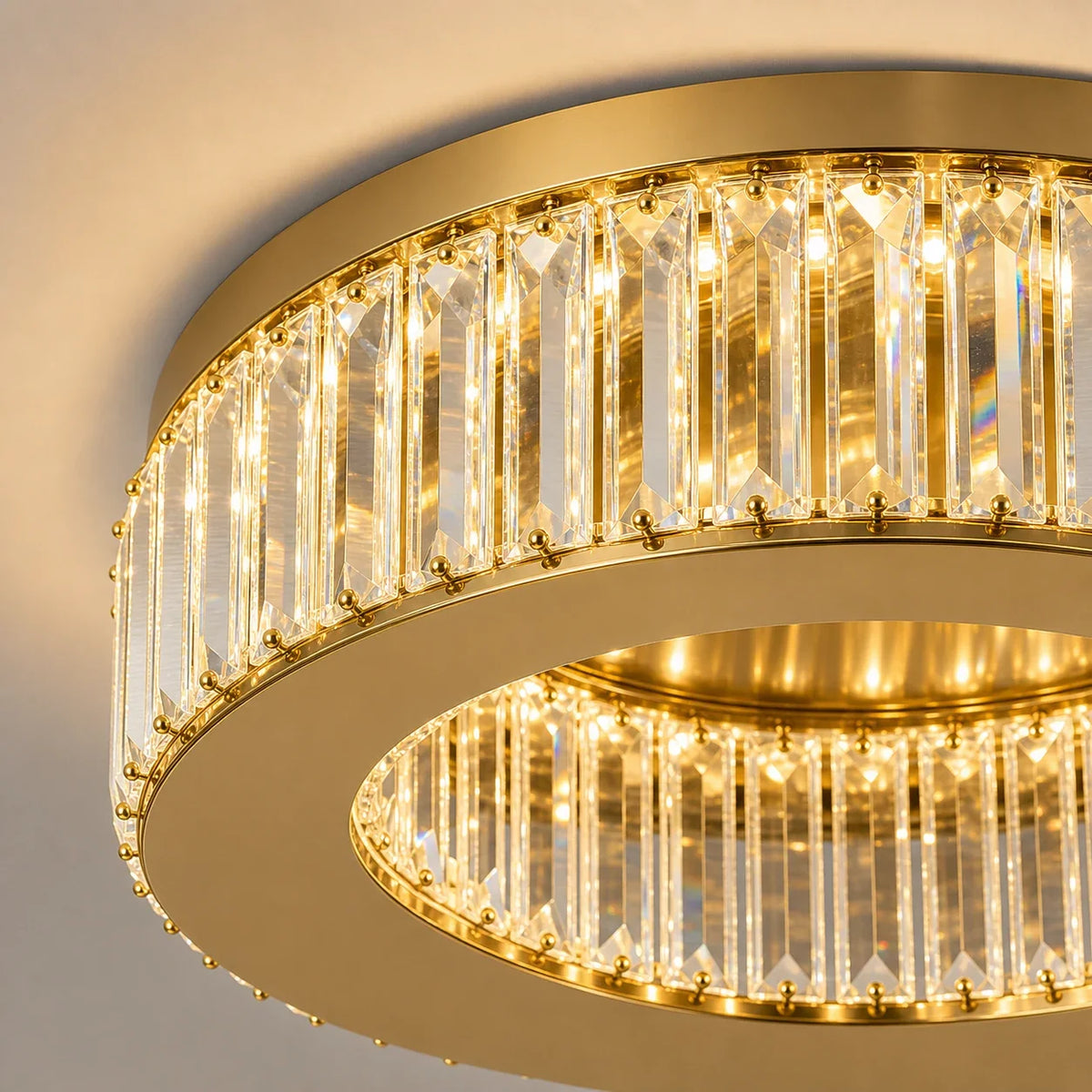 LED luster s diaľkovým ovládačom a krištáľom VERTUS 31 W, 50 cm, kruhový, studené/cieple/neuterálne svetlo, stm dimovateľný, zlatý, imaginea 3