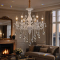 Candelabru SANSSOUCI 6xE14 Cristal si Metal – Design Clasic, Alb Argintiu