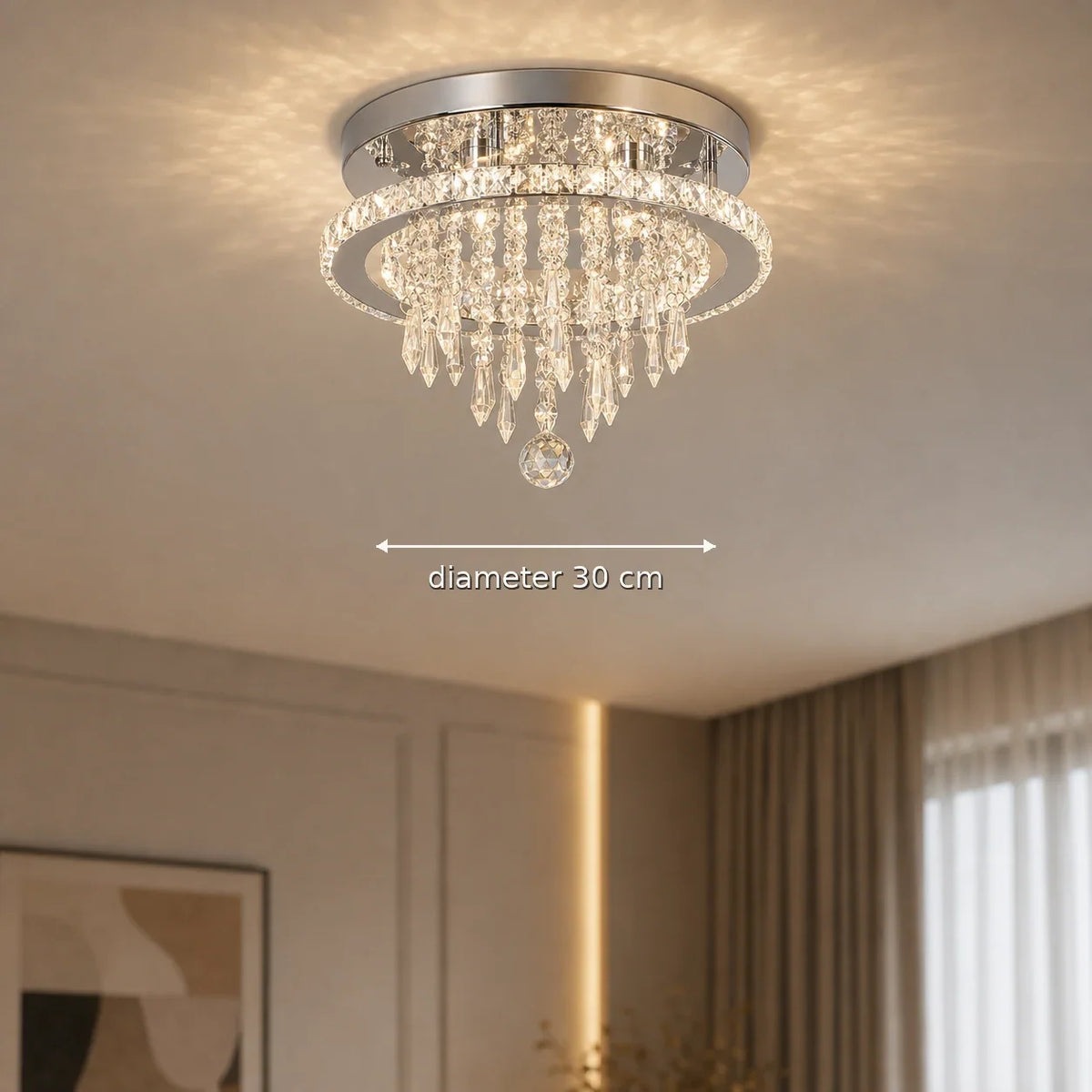 Candelabru LED Alberico Rotund, 17W, Lumina Rece/Calda/Neutra, Cristal, Crom Lucios, imaginea 9