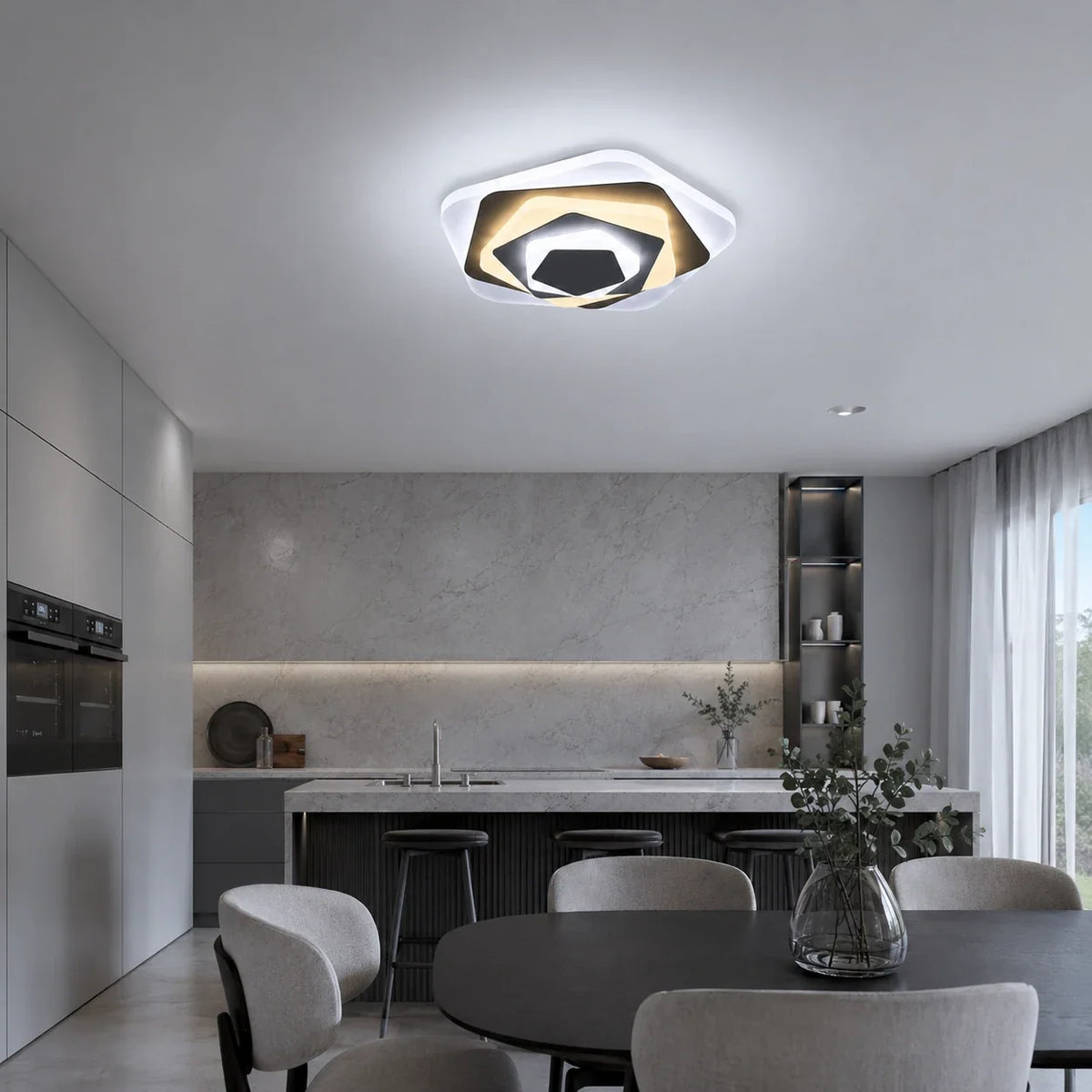 LED Chandelier SIENA 40W, Diameter 23cm, Cool/Warm/Neutral light, White, imaginea 9