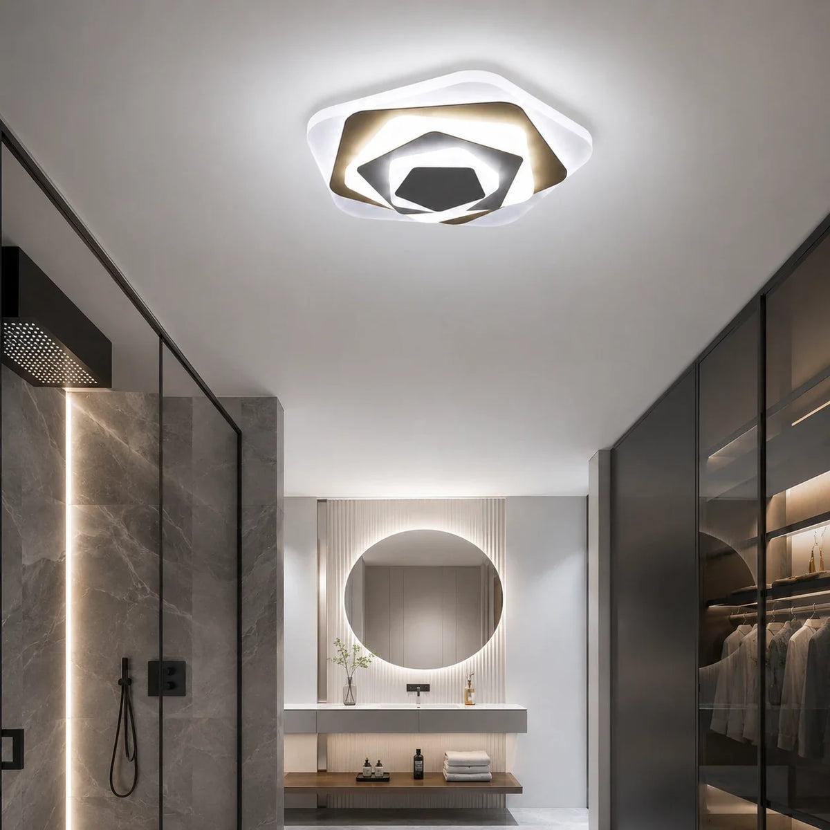 LED Chandelier SIENA 40W, Diameter 23cm, Cool/Warm/Neutral light, White, imaginea 10