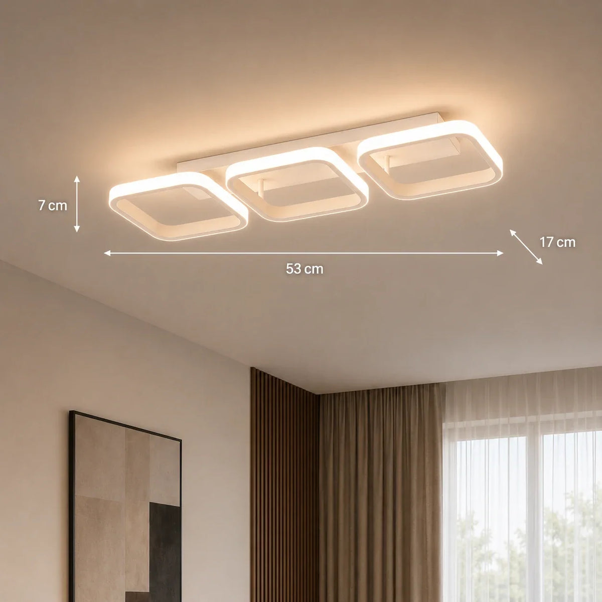 LED luster VERTEX 34 W, 3 štvorce, lineárny, studené/teplé/neuterálne svetlo, biela, imaginea 8