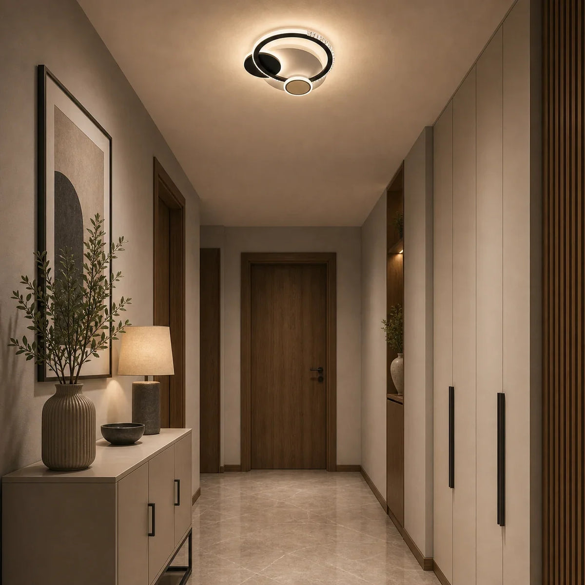 LED lustr s krištáľmi PRISMIQ 45 W, 3 kruhy, studené/teplé/neuterálne svetlo, čierny, imaginea 6