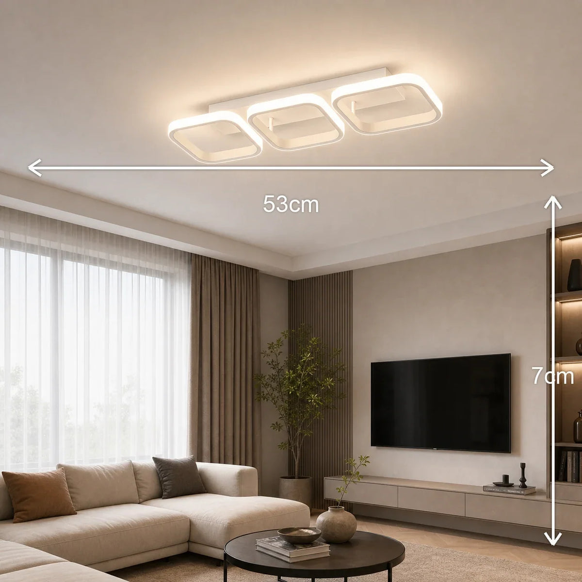 LED luster VERTEX 34 W, 3 štvorce, lineárny, studené/teplé/neuterálne svetlo, biela, imaginea 9