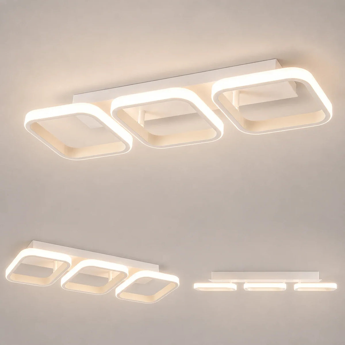 LED luster VERTEX 34 W, 3 štvorce, lineárny, studené/teplé/neuterálne svetlo, biela, imaginea 10