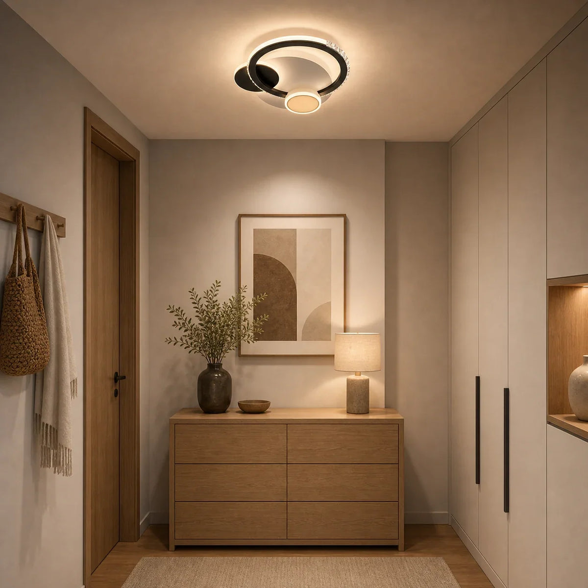 LED lustr s krištáľmi PRISMIQ 45 W, 3 kruhy, studené/teplé/neuterálne svetlo, čierny, imaginea 7