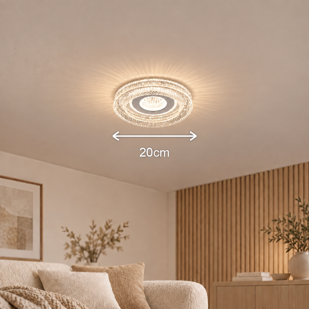 Lustra LED MARU Petito, 29W, Diametru 20cm, Lumina Calda/Neutra/Rece, Alb, Metal si Cristal