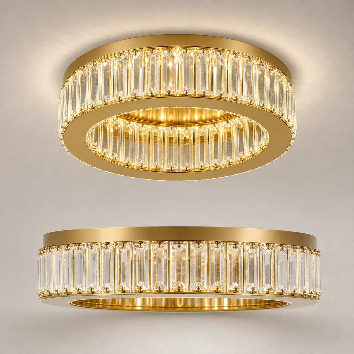 LED luster s diaľkovým ovládačom a krištáľom VERTUS 31 W, 50 cm, kruhový, studené/cieple/neuterálne svetlo, stm dimovateľný, zlatý, imaginea 5