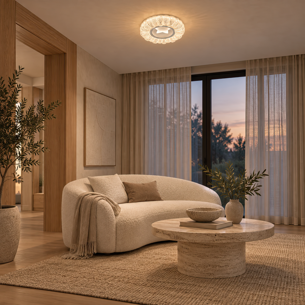 Lustra LED STARR Petito, 21W, Diametru 19cm, Lumina Calda/Neutra/Rece, Alb, Metal si Cristal
