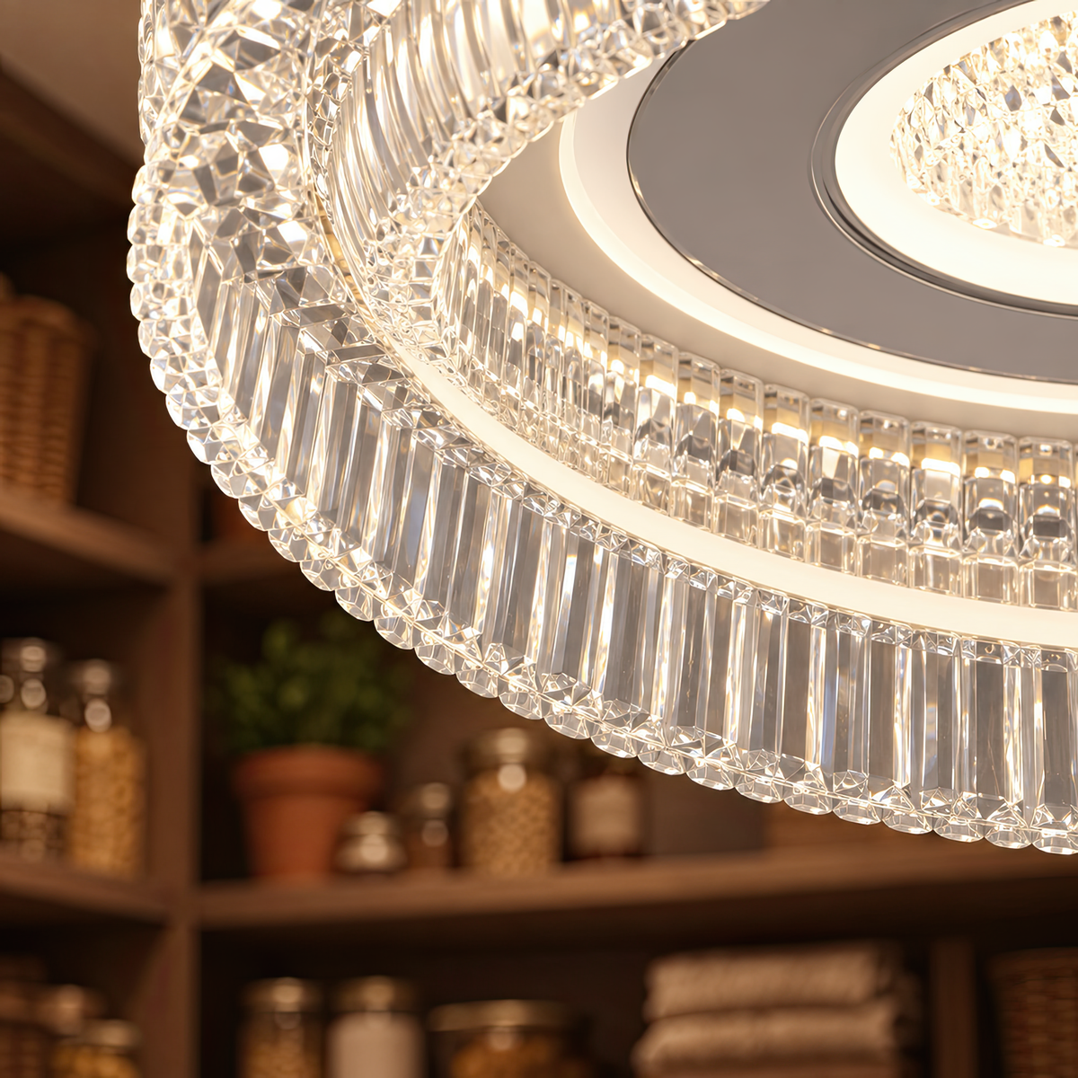 Lustra LED MARU Petito, 29W, Diametru 20cm, Lumina Calda/Neutra/Rece, Alb, Metal si Cristal