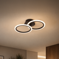 BETTY 27W LED Chandelier with Remote Control, 2 Rings, Cool/Warm/Neutral Light, Dimmable, Black