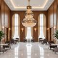 Candelabru Cristal VELIOR Supremo 40xE14, D100 cm, Auriu, Inaltime Reglabila, Metal si Cristal