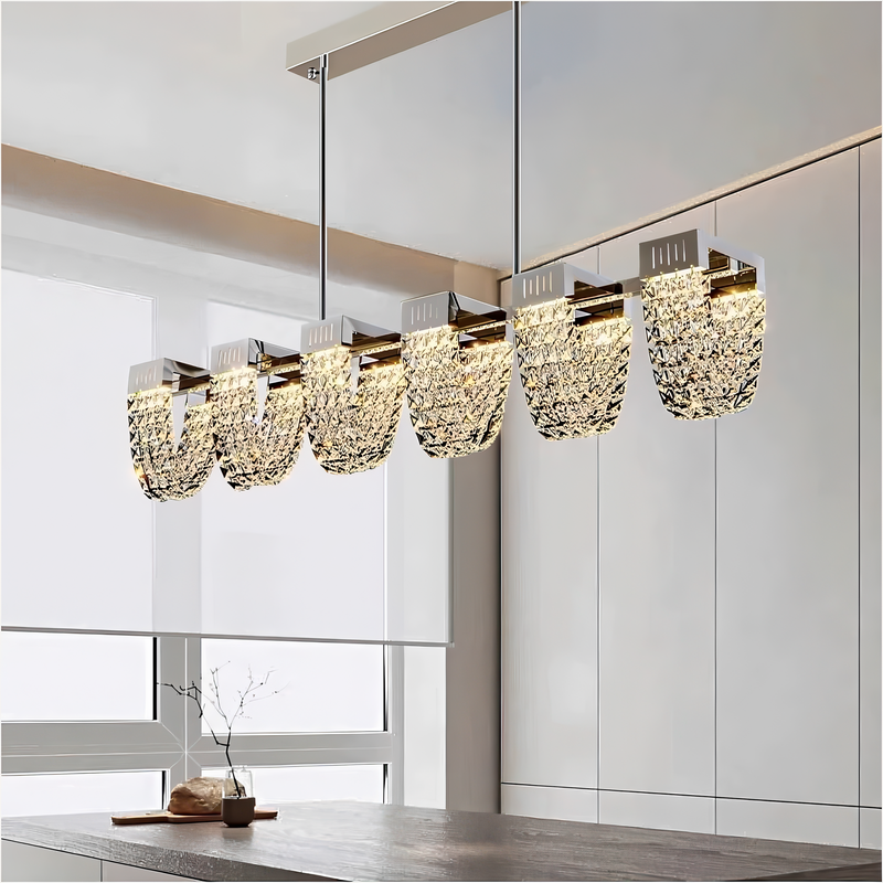 STRATUS Supremo LED Pendant Chandelier, Crystal and Metal, 15W, Cool/Warm/Neutral Light 3000K/4000K/6000K, Luxury Lighting