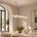 Candelabru LED cu Telecomanda, PRISMORA, Diametru 85 cm, Inaltime 120 cm, Lumina Rece/Neutra/Calda, Dimabila, Crom, Cristal, Metal