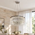 Candelabru LED cu Telecomanda, 76W, ROYALE Nobile, Diametru 40 cm, Inaltime 120 cm, Lumina Rece/Neutra/Calda, Dimabila, Argintiu, Cristal, Otel