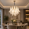 Candelabru Cristal MURANO Regalis 17xE14, D80 cm, Alb, Inaltime Reglabila, Metal si Cristal