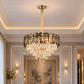 Candelabru Cristal AURUM Nobile 9xE14, Diametru 40cm, Inaltime 30cm, Auriu Lucios, Inaltime Reglabila, Design Elegant