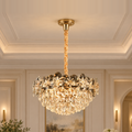 Candelabru Cristal JARDIN Nobile 3xE14, Diametru 40cm, Inaltime 26cm, Auriu Lucios, Inaltime Reglabila, Design Elegant