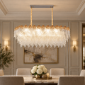 Candelabru Cristal MURANO Supremo 10xE14, 100x40 cm, Auriu, Inaltime Reglabila, Metal si Cristal
