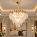 Candelabru Cristal MURANO Regalis 16xE14, D80 cm, Auriu, Inaltime Reglabila, Metal si Cristal