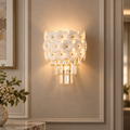 Aplica tip candelabru cristal PETAL 3xE14, 28 cm, Auriu, Inaltime Reglabila, Metal si Cristal