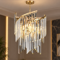 Candelabru Cristal TWEEZE Nobile, 6xE14, D40 cm, Auriu, Metal si Cristal