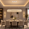 Candelabru Cristal VOLNA Supremo, 128W, 100x30cm, Lumina Calda/Neutra/Rece, Alb, Metal si Cristal