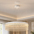 Candelabru Cristal VOLNA Magno, 170W, D80cm, Lumina Calda/Neutra/Rece, Alb, Metal si Cristal