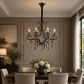 Candelabru Cristal BARO Magno, 6xE14, Inaltime Reglabila, Metal si Cristal, Negru